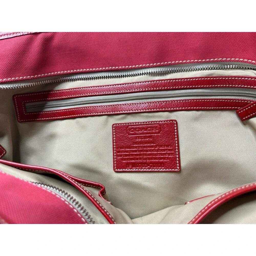 Unisex Vintage Retro Y2K Coach Hamptons Canvas Carryall Travel Tote #70108 Red